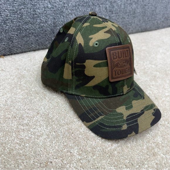 Built Ford Tough hat cap adjustable strap camo leather patch - Picture 3 of 10